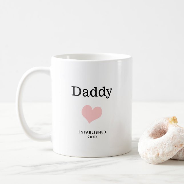 Taza De Café Papi, corazón rosado, Personalizado de fotografía  (Con donut)
