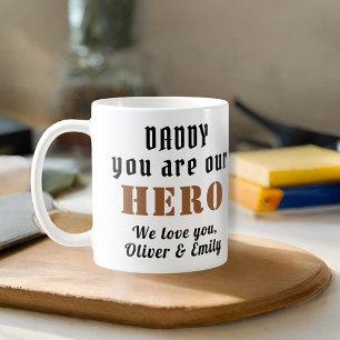 Taza De Café Papi eres nuestro héroe Día del Padre Familia