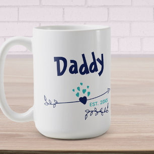 Taza De Café Papi Est 20xx Corazones y Flechas de dos tonos azu