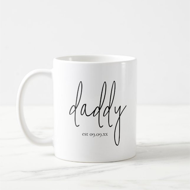 Taza De Café Papi Fecha establecida Nombra del bebé Nuevo papá (Izquierda)