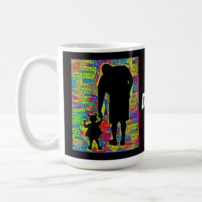 Taza De Café Papi grande y niño que enseña la silueta (Izquierda)