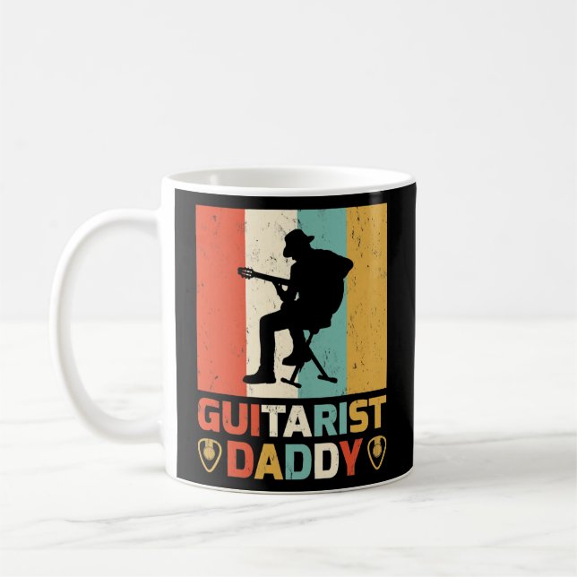 Taza De Café Papi guitariano amante de la guitarra masculina (Izquierda)