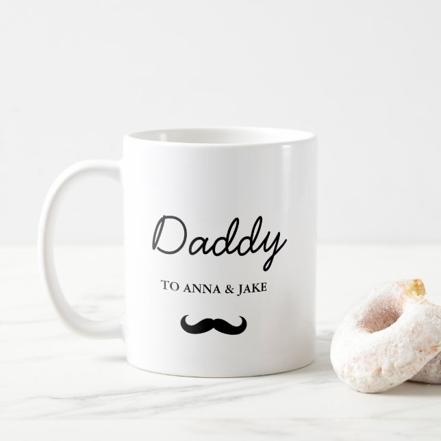 Taza De Café Papi | Los niños del Día del Padre Moderno nombran (Con donut)