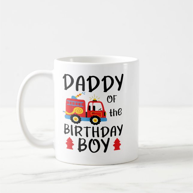 Taza De Café Papi niño cumpleaños camión de bomberos niño bombe (Izquierda)