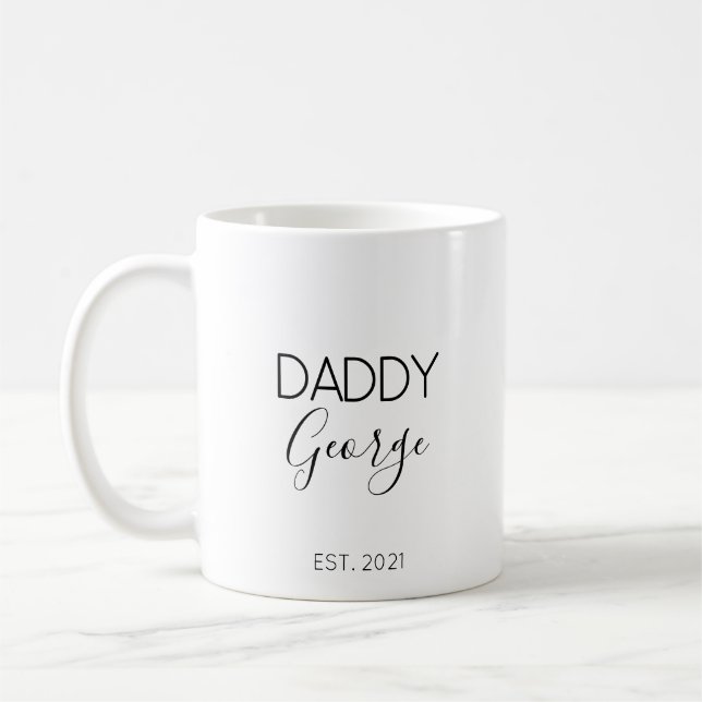 Taza De Café Papi Nombre Embarazo Invitación Regalo Café Mug (Izquierda)