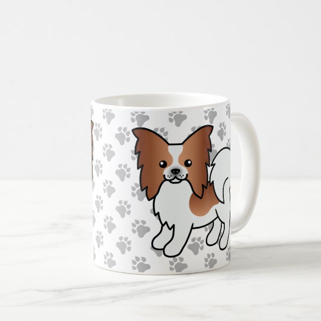 Taza De Café Papillón Blanco Y Rojo Cute Cartog Perro & Paws (Anverso derecho)