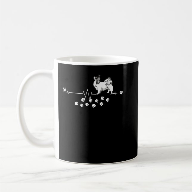 Taza De Café Papillon Dog Heartbeat Gift Perros Raza Hombres (Izquierda)