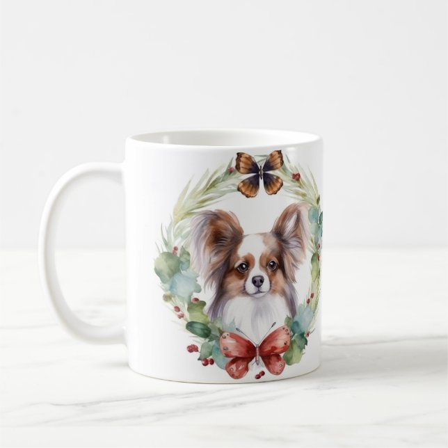 Taza De Café Papillon Navidades Wreath Festimes Pup (Izquierda)