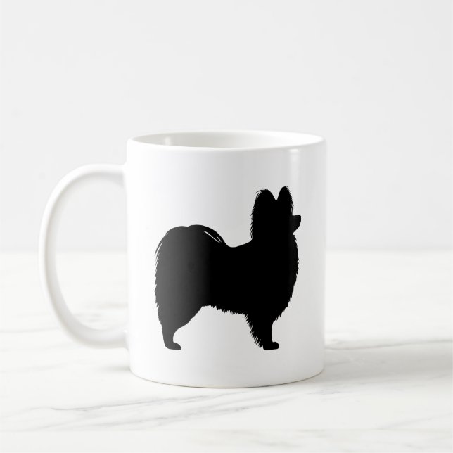 Taza De Café Papillon Perro Raza Silhouettes (Izquierda)