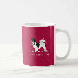 Taza De Café Papillon Toy Navidades de la raza de perro Silhoue