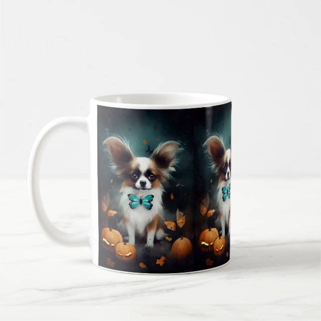 Taza De Café Papilón de Halloween con calabazas aterradoras (Izquierda)