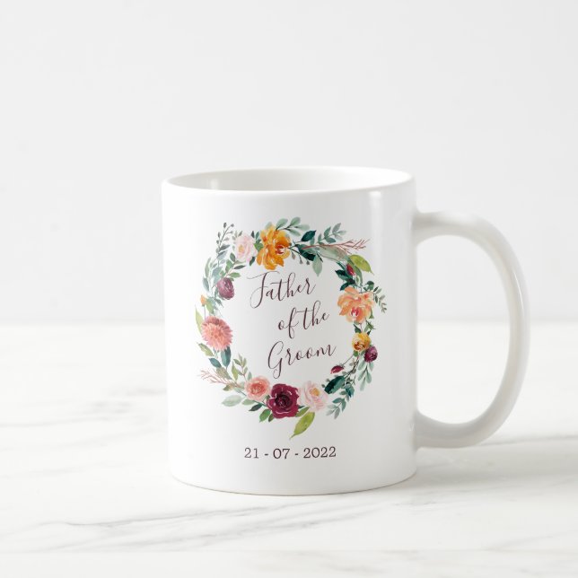 Taza De Café Paprika Borgoña Padre Floral de la Mug Groom (Derecha)