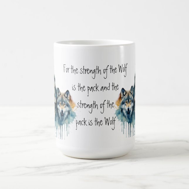 Taza De Café Paquete de fuerza de cita Inspiradora de lobo fami (Centro)