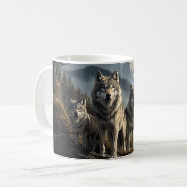 Taza De Café Paquete Wolf en el paisaje montañoso (Anverso izquierdo)