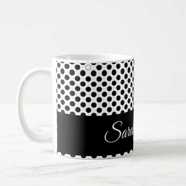 Taza De Café Paquetes de polka en blanco y negro Personalizado  (Izquierda)