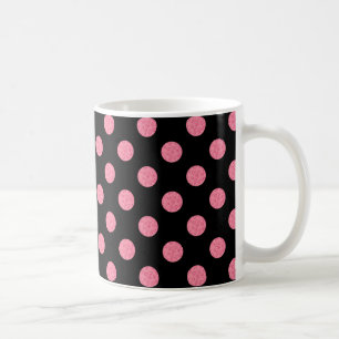 Taza De Café Paquetes de polka rosados sobre fondo negro