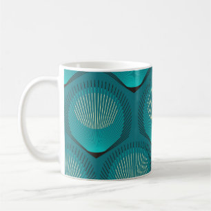 Taza De Café Paquetes Peacock Estilizados Tile Azul