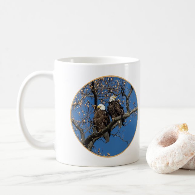 Taza De Café Par de águila calva/borde (Con donut)