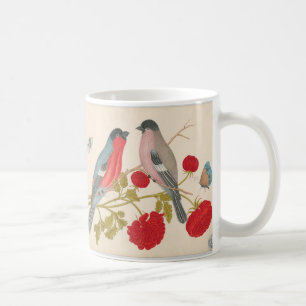 Taza De Café Par de aves con rosas y mariposas
