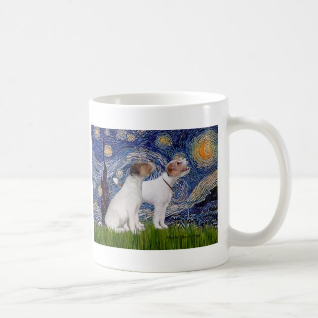 Taza De Café Par de Jack Russell 4 - Noche estrellada (Derecha)