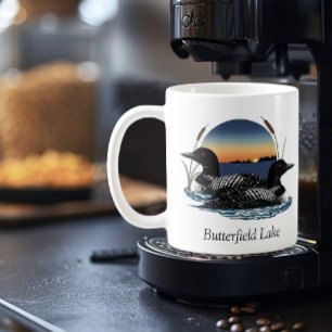 Taza De Café Par de Loon en el Lago Butterfield