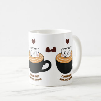 Taza de café para adultos primero, luego cosas lin