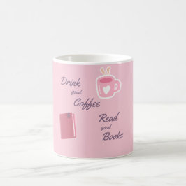 Taza de café para amante de libros rosada adorable