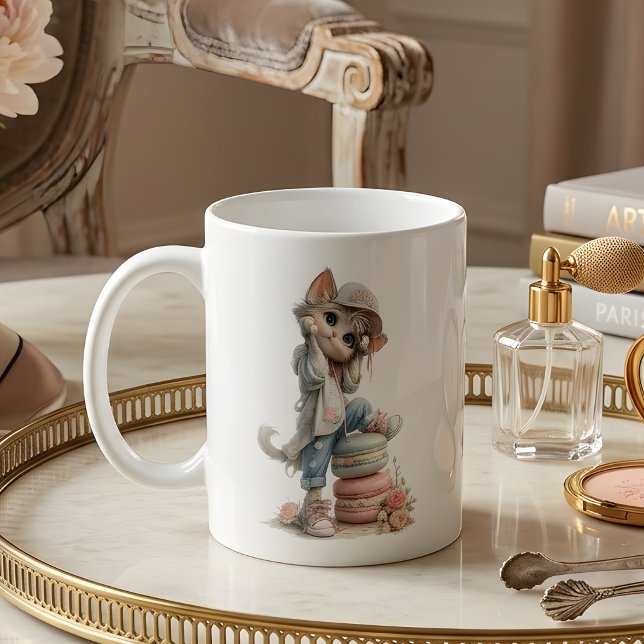 Taza de café para amante de macarrones de gatito p (Subido por el creador)
