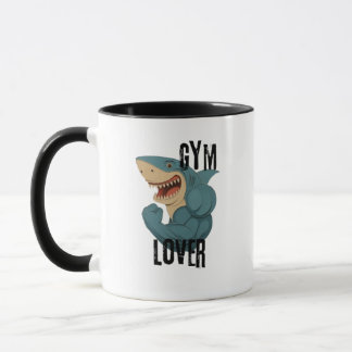 taza de café para amante del gimnasio tiburón