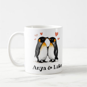 Taza De Café Para Amantes, Cita De Pingüinos, Añadir Nombres, P