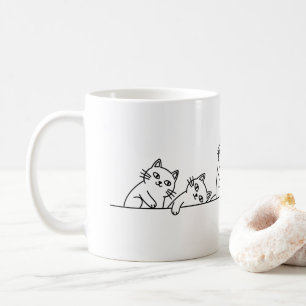 Taza de café para amantes de gatos minimalista en