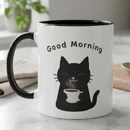 Taza de café para amantes de gatos negros de dos t