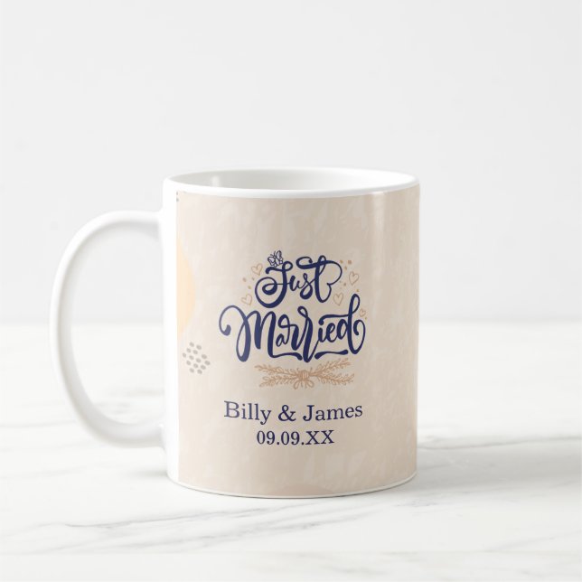 Taza de café para boda estética boho neutral (Izquierda)