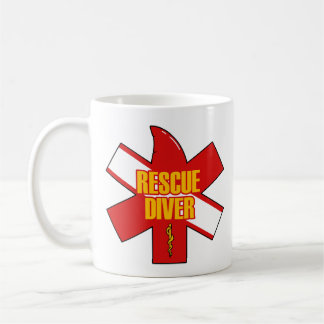 Taza de café para buzo de rescate fuente amarilla