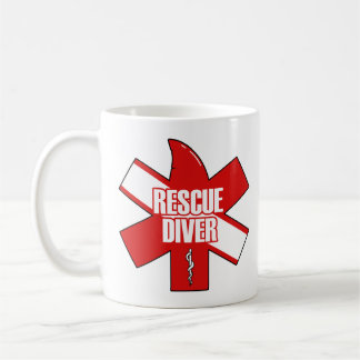 Taza de café para buzo de rescate Fuente blanca