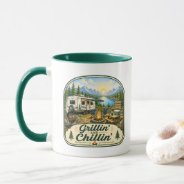Taza de café para campistas - Asando y relajándose