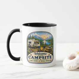 Taza de café para campistas "Bienvenidos a nuestro