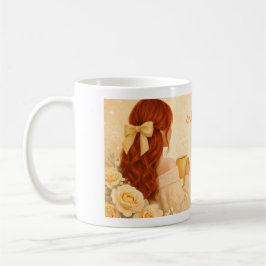 Taza de café para chica pelirroja | Taza floral fe