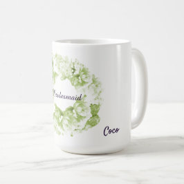 Taza de café para dama de honor con corona monocro