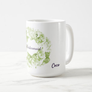Taza de café para dama de honor con corona monocro