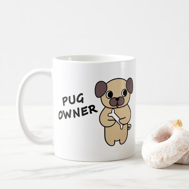 Taza de café para dueños de PUG (Con donut)