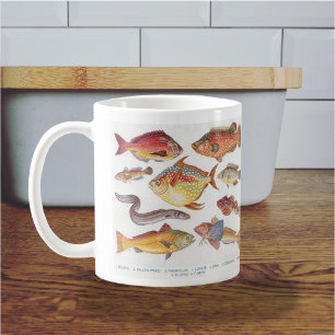 Taza De Café Para el pescador - Ilustraciones de peces vintage