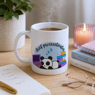 Taza de café para el procrastinador panda humoríst