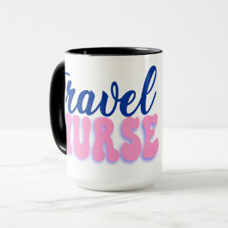 Taza de café para enfermera viajera blanca y negra