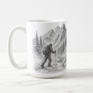 Taza de café para excursiones de esquí por terreno