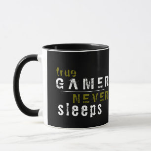 Taza de café para Gamer Negro Gamer Nunca Duerme