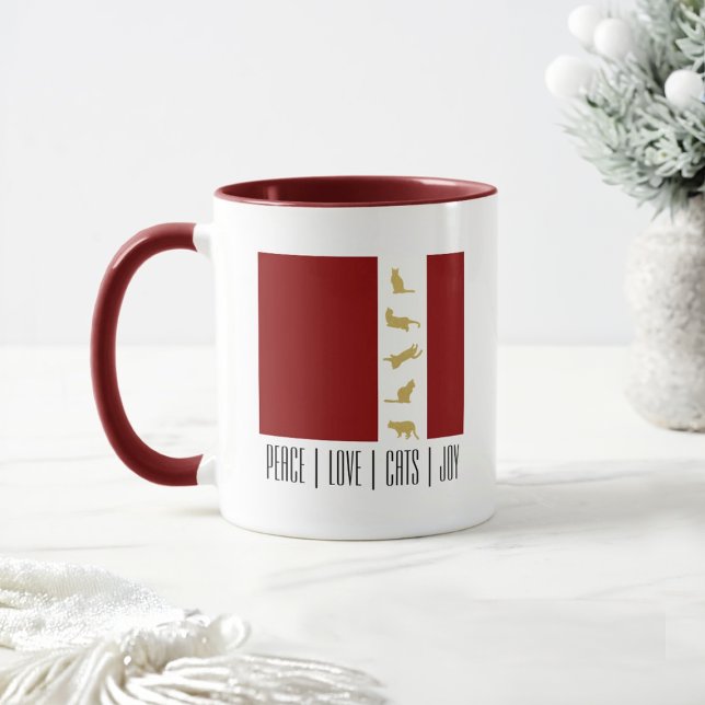 Taza de café para gato de Navidad rojo blanco oro  (Subido por el creador)