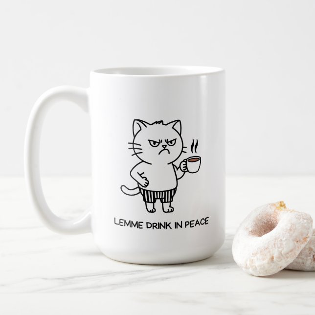 Taza de café para introvertidos Grumpy Cat Bebe en (Con donut)