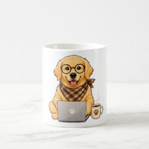 Taza de café para laptop de golden retriever lindo
