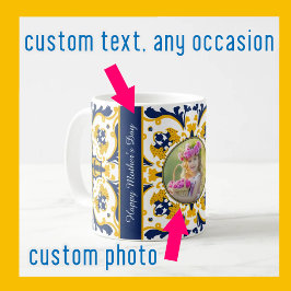 Taza De Café Para Madre 💙💛 Hermosos Azulejos azules y amarill
